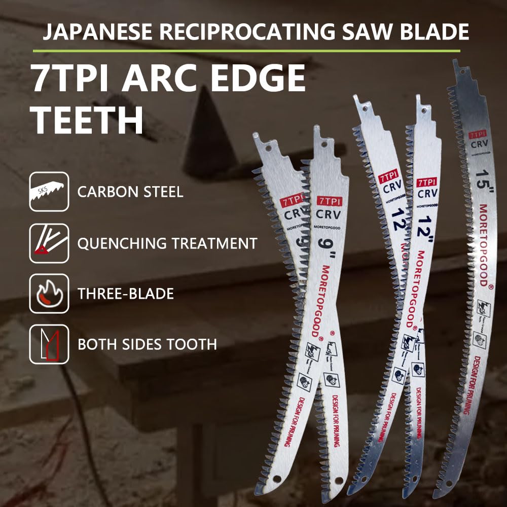 MORETOPGOOD 9"/12"/15" Arc Edge Reciprocating Saw Blade, 5 Pack