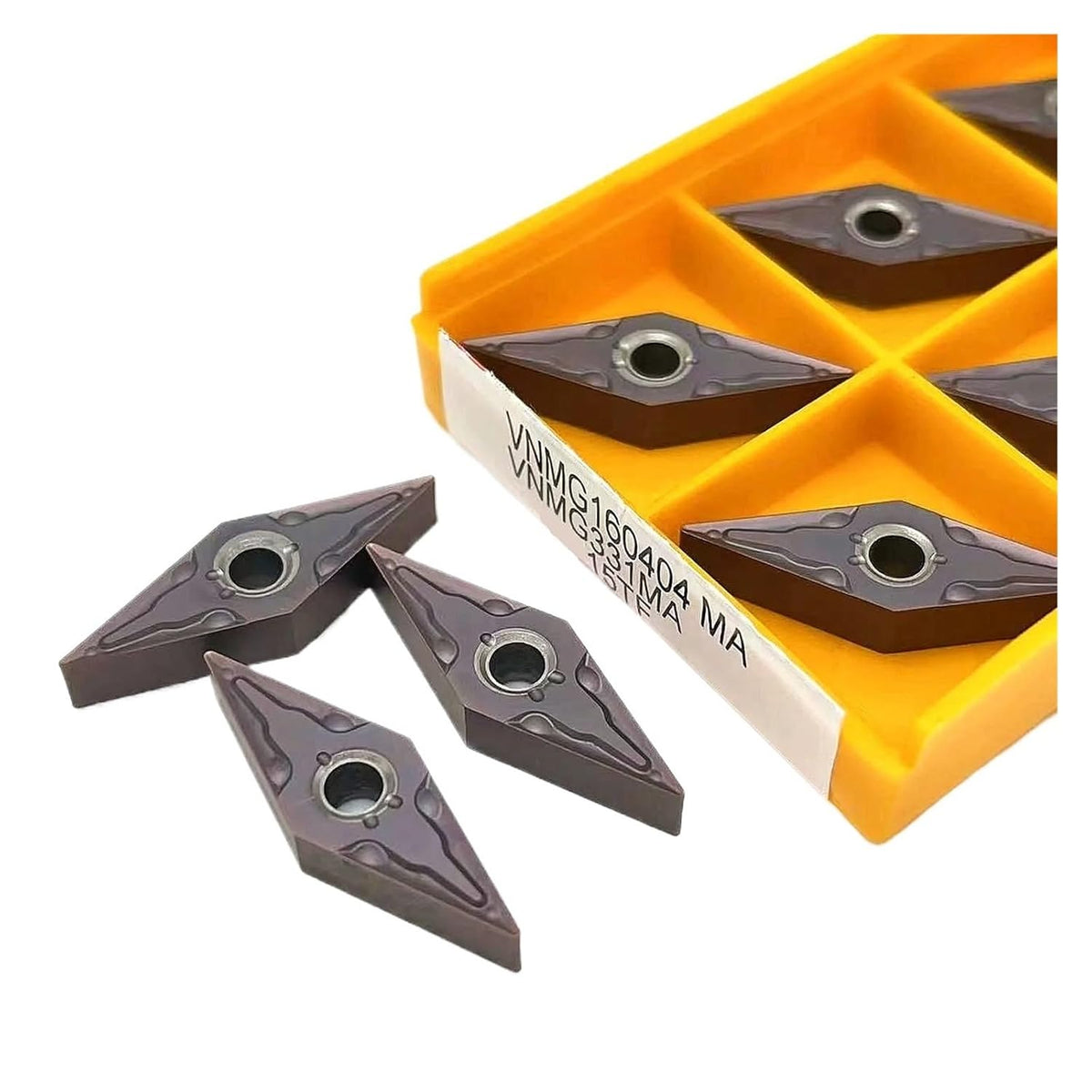 Indexable Carbide Turning Inserts 10PCS VNMG160404 VNMG160408-MA 15TF 6020 735 Hard Alloy External Turning Tool Cutting Lathe(VNMG160404-MA 15TF)