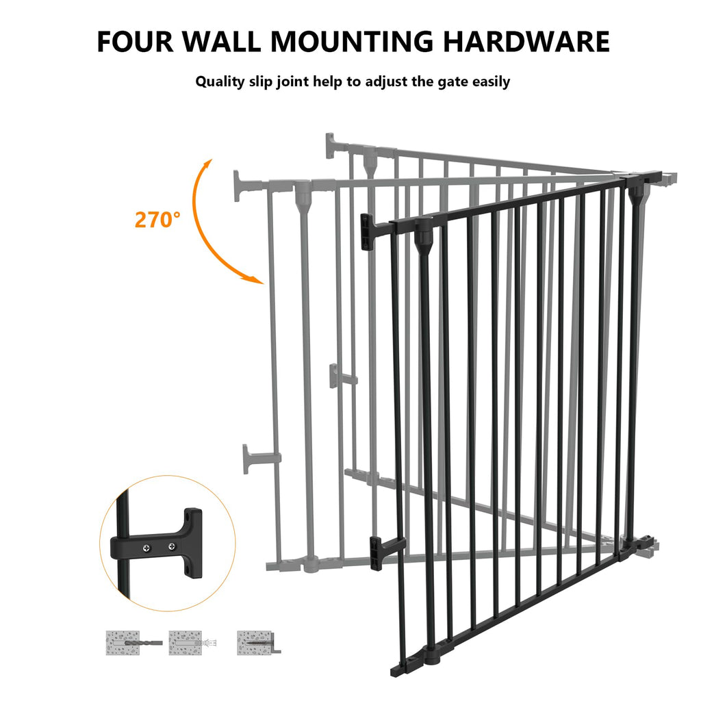134" Wide 5-Panel Heavy-Duty Metal Fireplace Hearth & Christmas Tree Safety Fence Gate with Configurable Panels for Indoor Hearth, Stove & Holiday Tree Protection