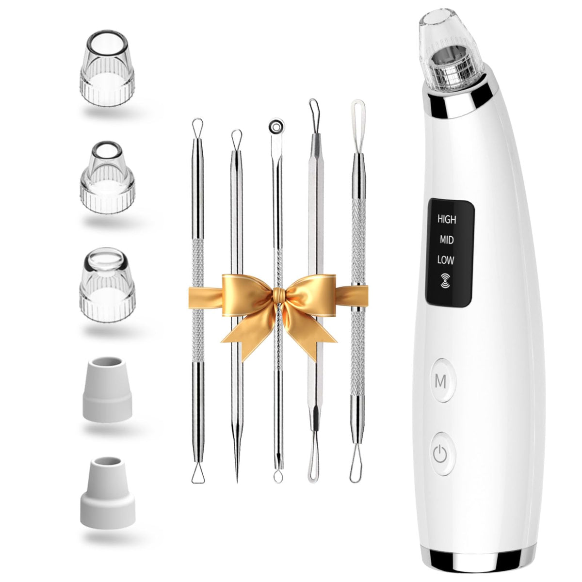 Blackhead Remover Pore Vacuum with 5 Attachments, 3 Suction Levels (White)
