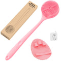 Silicone Back Scrubber & Soft Bath Glove Set 2PCS Pink