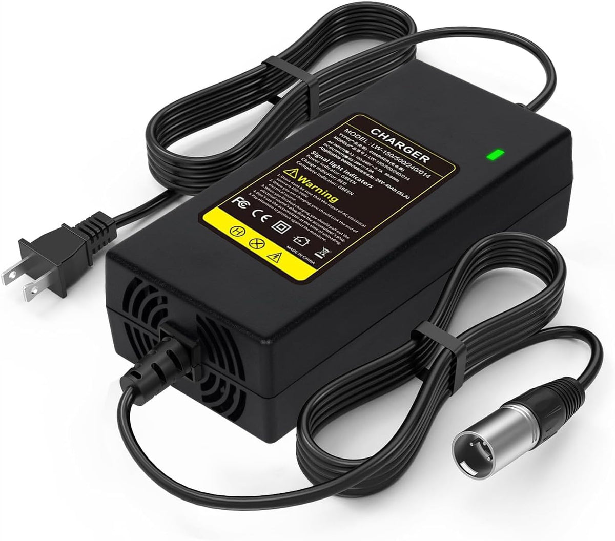 24V 5A Battery Charger for GoGo Mobility Scooter - 24V 5000mA Fan Cooled Quick Charger (3-Pin XLR Connector) for Pride Mobility, Drive Medical, GoGo Elite Traveller, Jazzy Chair, Lakematic, ShopRider