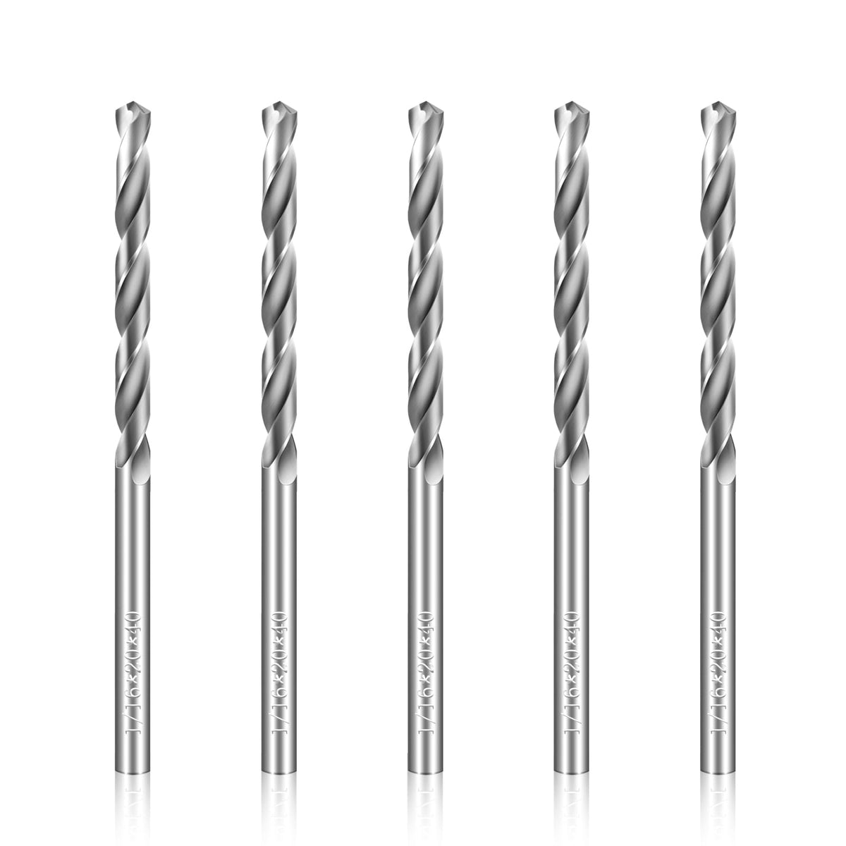 1/16" Drill Bits Solid Carbide Drill Bits, Tungsten Carbide Drill Bit Set, Metal Drill Bit Set for Stainless Steel Hardened Steel Cast Iron Alloy Copper, 5 Pcs