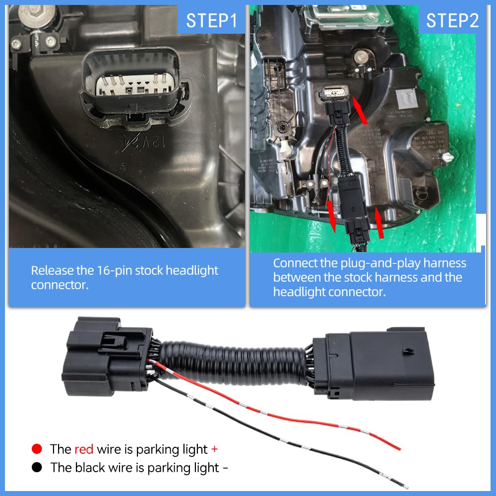 Parking Light Adapter Headlight Harness for 2021-2024 F.ord F-150 R.aptor