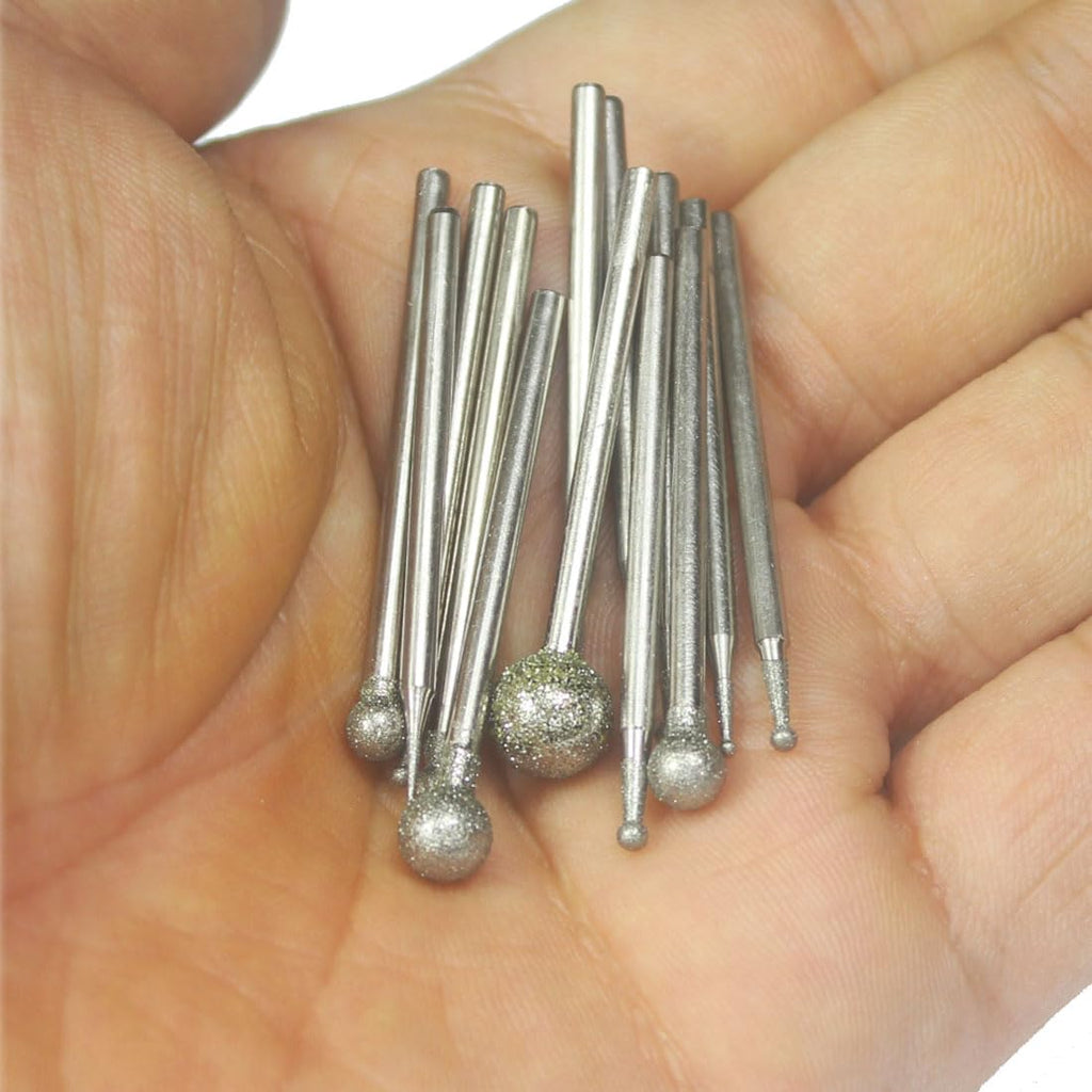 Luo ke 13 Pcs 3/32'' Shank Ball Shape Diamond Burr (0.5mm - 8mm)