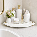 Corner Counter Shelf, Water Absorbing Stone Drying Tray Mat for Kitchen & Bathroom Sink, Diatomaceous Gold Faucet