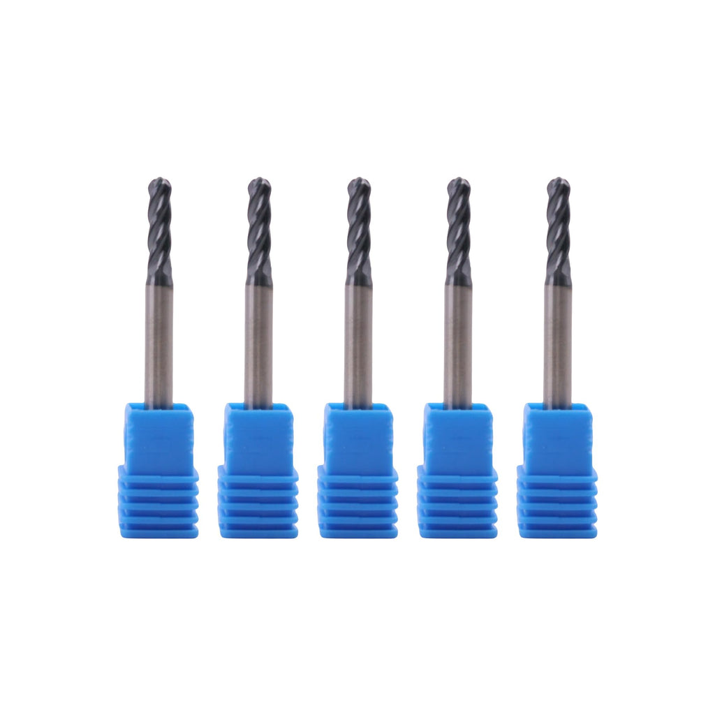 Zvrixe 5Pcs 5/32" Carbide Ball Nose End Mills, ALTiN Coated, 4 Flute
