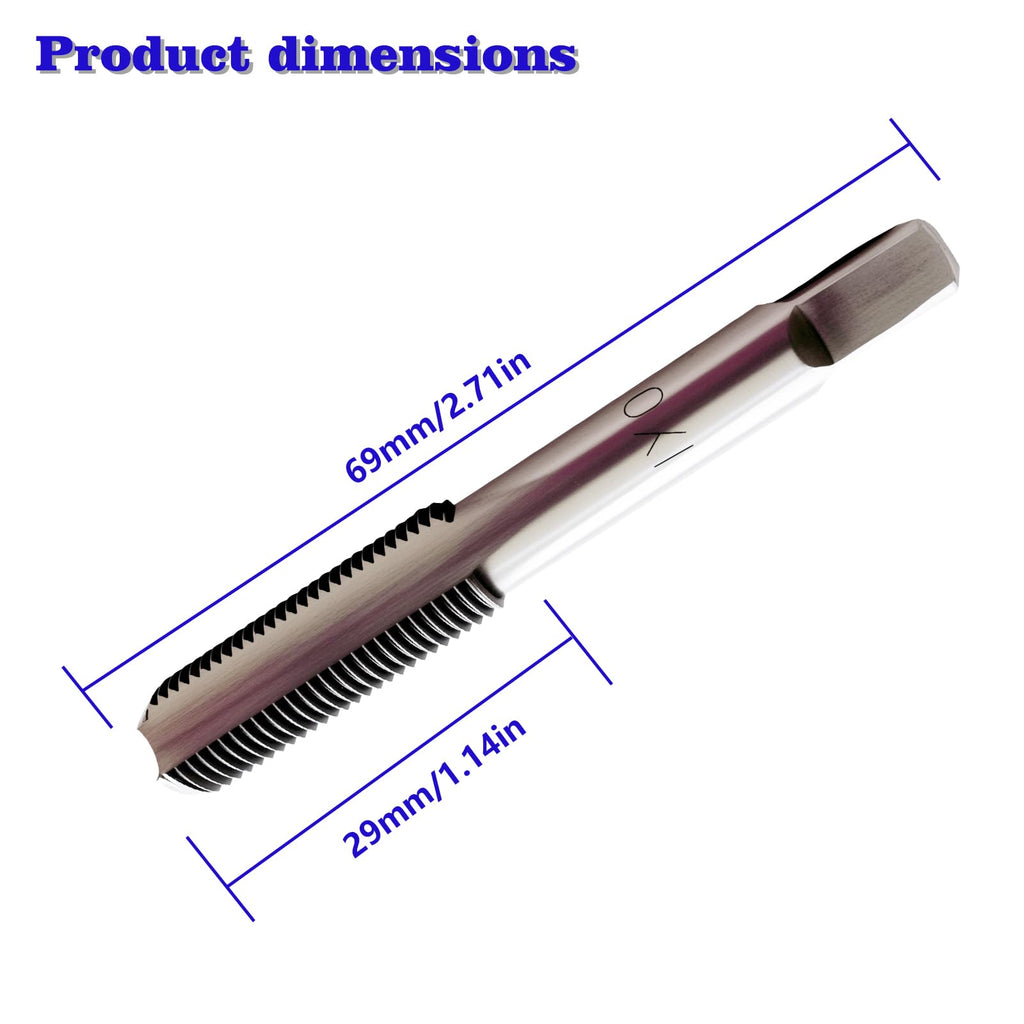 2Pack M10 x 1.0 Metric Thread Tap, M10 x 1.0mm High-Speed Steel Hand Tap,Right Hand Thread Tap 1Pair