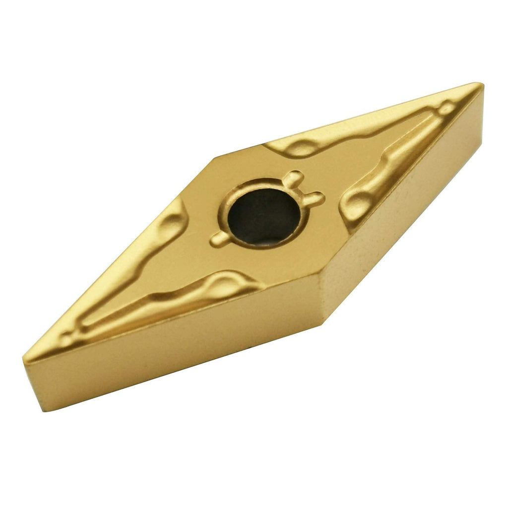 ASZLBTYM 10PCS VNMG331/ VNMG160404 CNC Lahe Indexable Carbide Turning Insert Cutting Blade for VNMG Turning Tool Holder, Multilayer Coated, 3/16" Thick, 1/64" Radius (Yellow, VNMG331)