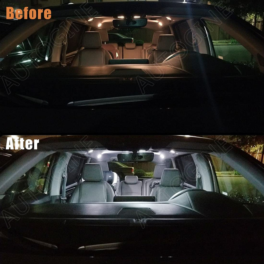 AUTOGINE White LED Interior Lights Kit for Honda Odyssey 2011 2012 2013 2014 2015 2016 2017 Super Bright 6000K Interior LED Light Bulb Package + Install Tool