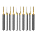 WEXWE Tools 10Pcs 0.9mm TiN Coating Solid Carbide End Mill Engraving Milling Cutter CNC Router Bits for PCB Machine, 1/8" Shank 1BOX