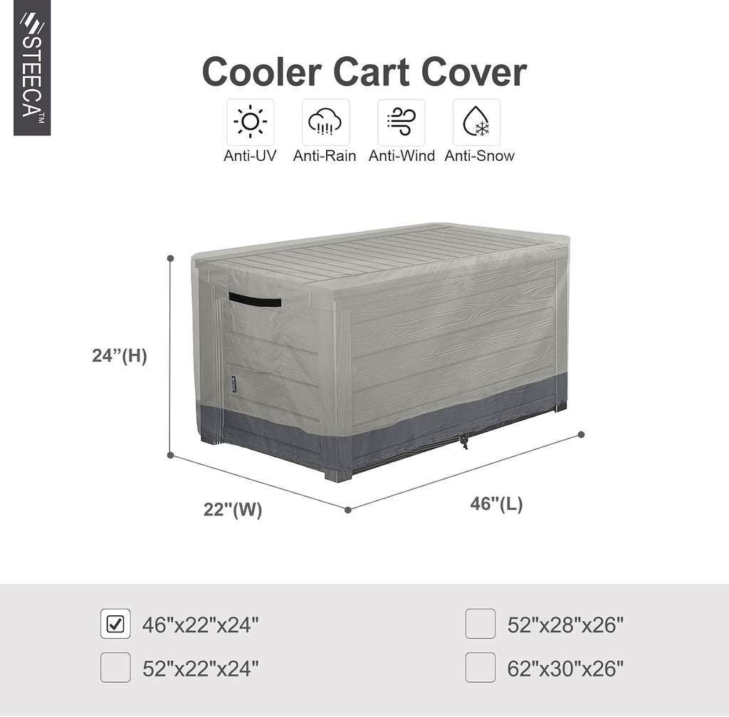 Patio Deck Box Cover Waterproof Outdoor Rectangular Storage Bench Cover 46L x 22W x 24H inch