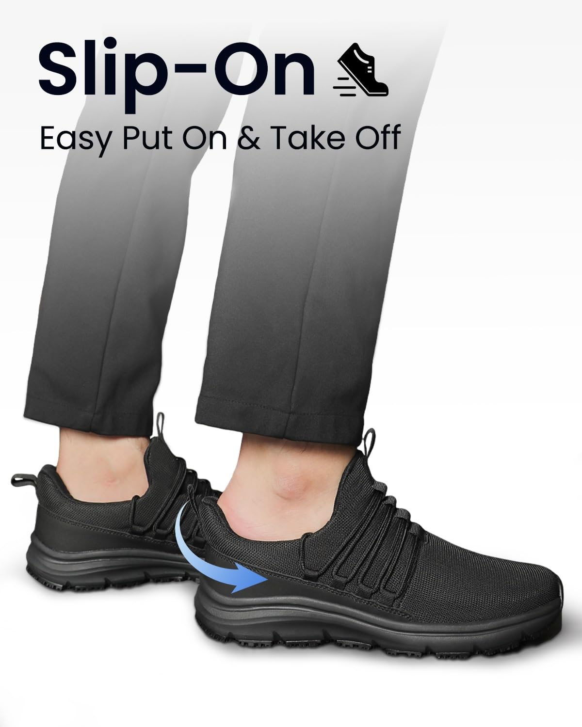 Non Slip Work Shoes For Men Restaurant Food Service Sneakers Black Size 10