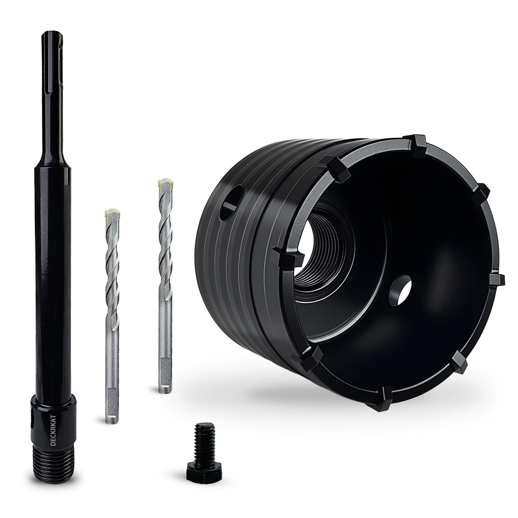 DECKRKAT 3" Concrete Hole Saw Kit,Electroplated Black Quenching Tech,Heavy-Duty Thickened Alloy Teeth,SDS Plus Shank & 2 Center Bits for Concrete,Brick,Stone.