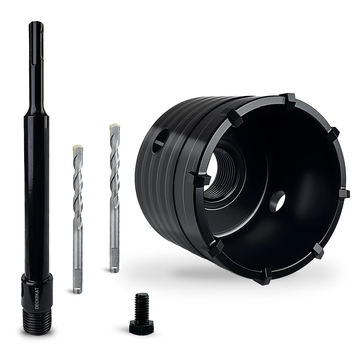DECKRKAT 3" Concrete Hole Saw Kit,Electroplated Black Quenching Tech,Heavy-Duty Thickened Alloy Teeth,SDS Plus Shank & 2 Center Bits for Concrete,Brick,Stone.