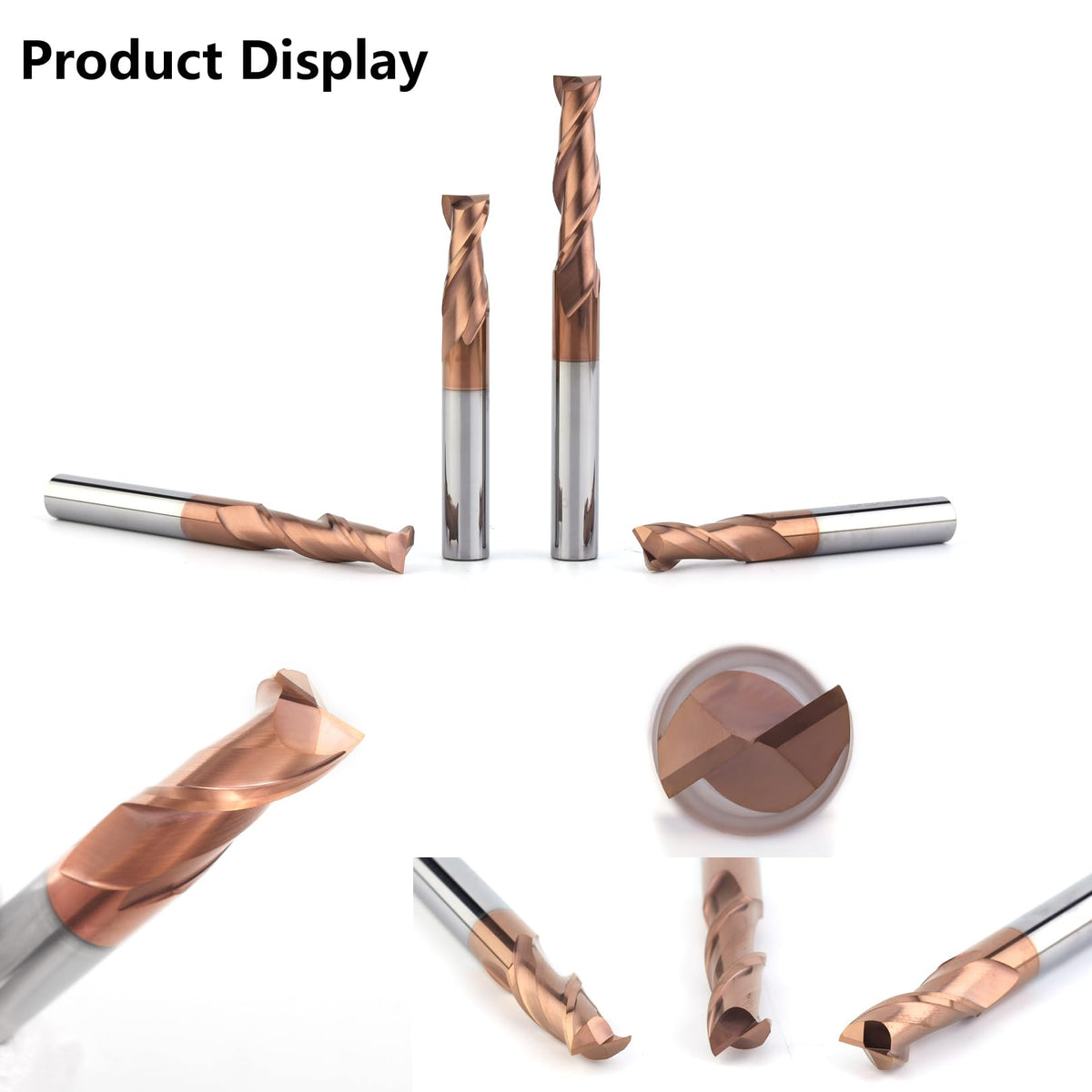 AYCHOLIZ 2 Flute 5/64" Carbide Square End Mill 5PCS Micrograin Milling Bits Sets TISIN Coating CNC Router Bit for Steel