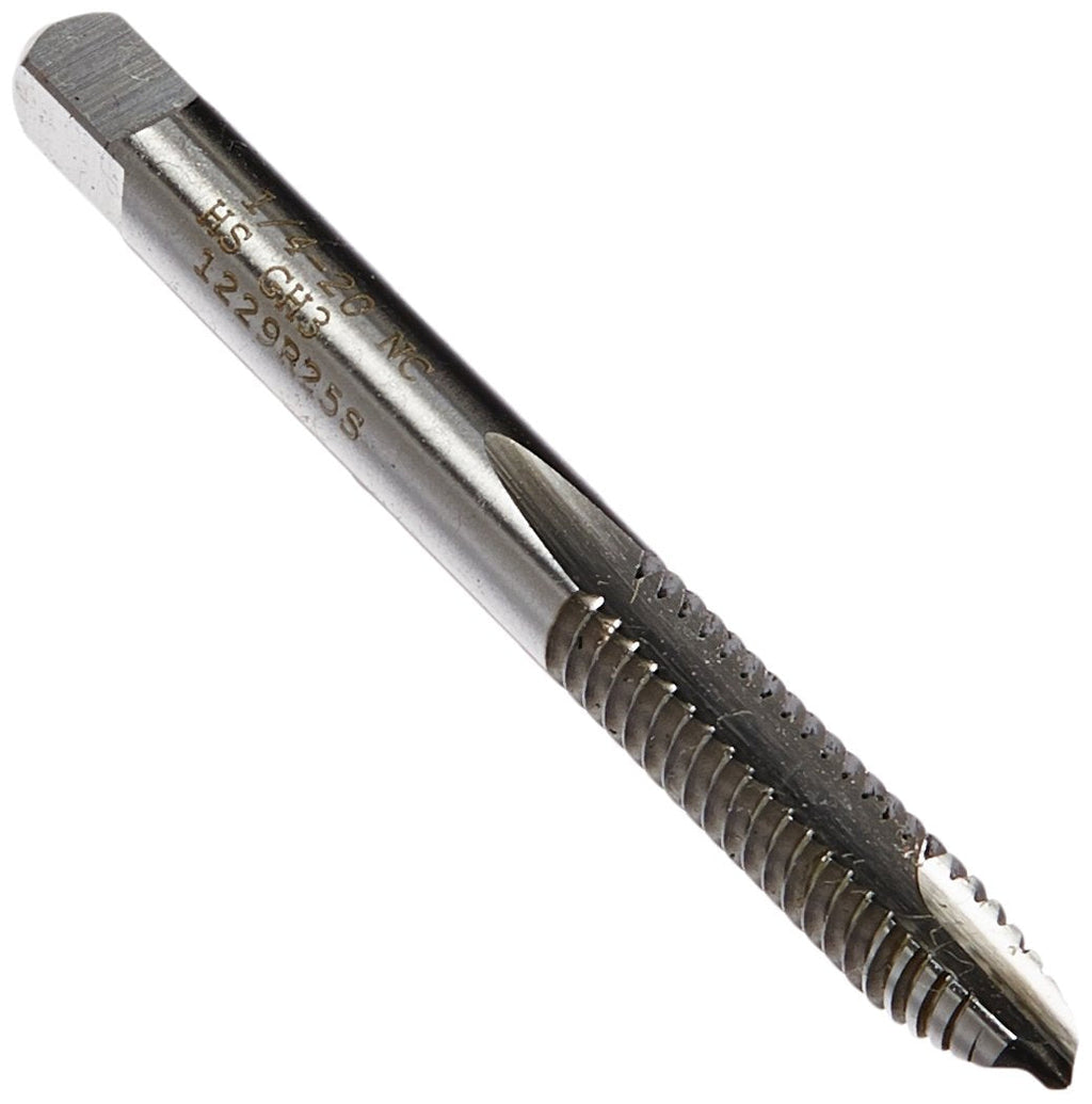 Kodiak Cutting Tools KCT208019 USA Made Spiral Point Plug Threading Tap, Ground Threads, High Speed Steel, 2 Flute, 1/4" Diameter x 20 TPI, 1/4-20 Size