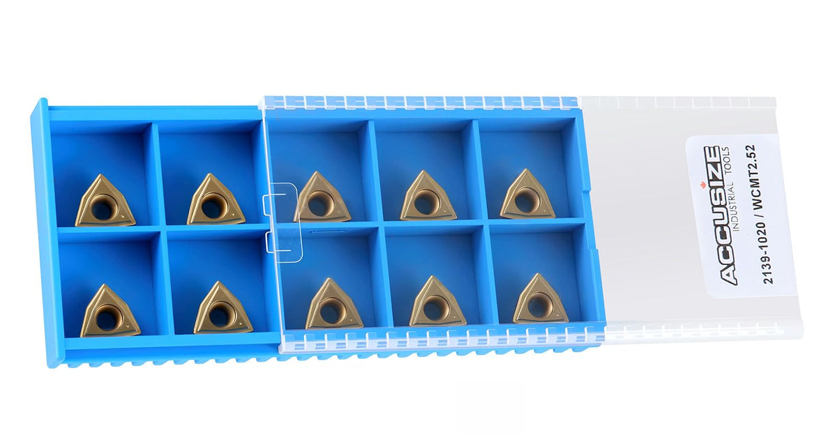 Accusize Industrial Tools WCMT2.52 Inserts, TiN Coated, Carbide, Cutting Steel, 10 Pc Set, 2139-1020x10