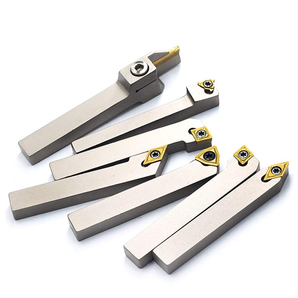 OSCARBIDE 1/4"Shank Nickel Plated Indexable Lathe Tool Holder Set 7 pcs