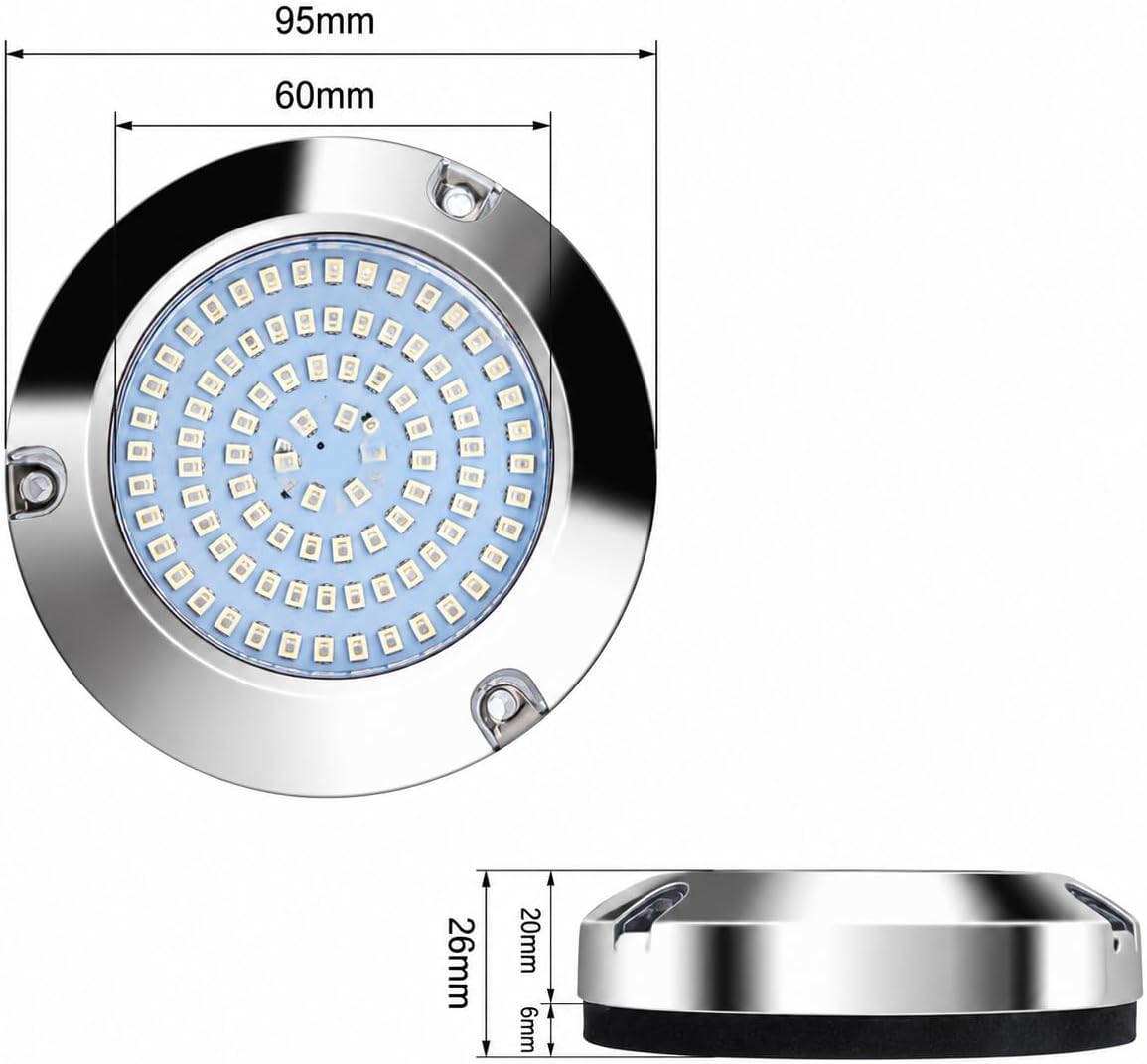 90led Underwater Boat Lights Fish,Blue10-30V IP68 Waterproof Surface Mount