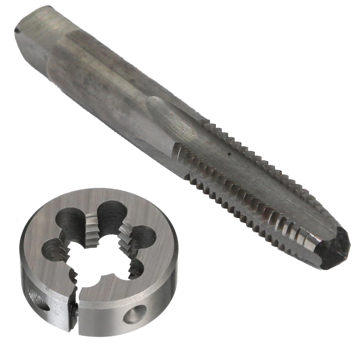 Drill America POUTRM10X1.5 m10 X 1.5 Tap and Die Kit, HSS Plug Tap and 1" OD HSS Round Die