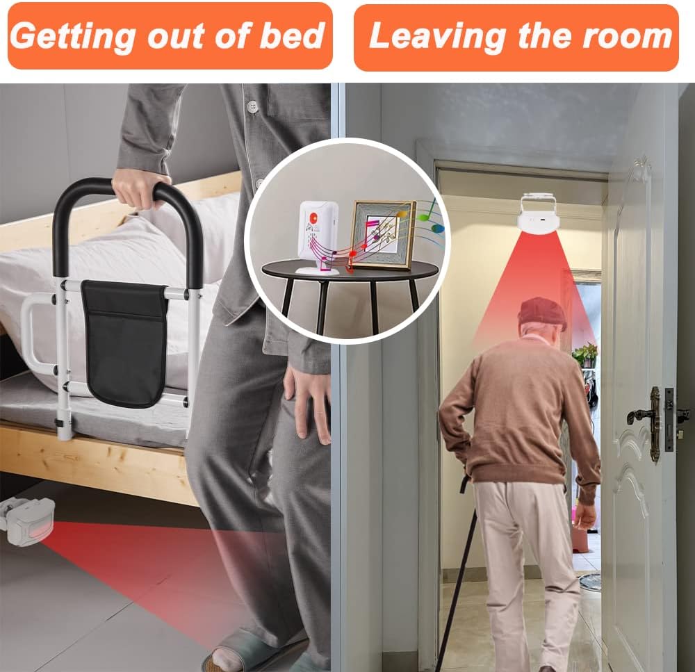 Upgrade Professional Bed Sensor Alarm and Fall Prevention for Elderly/Dementia and More,Caregiver Pager Motion Sensor