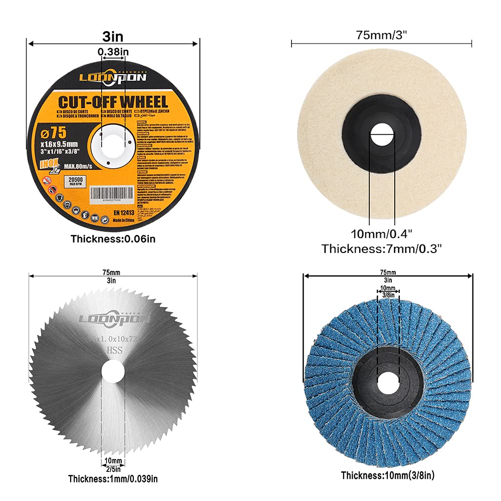 LOONPON Flap Disc for Angle Grinder,Type 27 (3" Set - 20Pc)