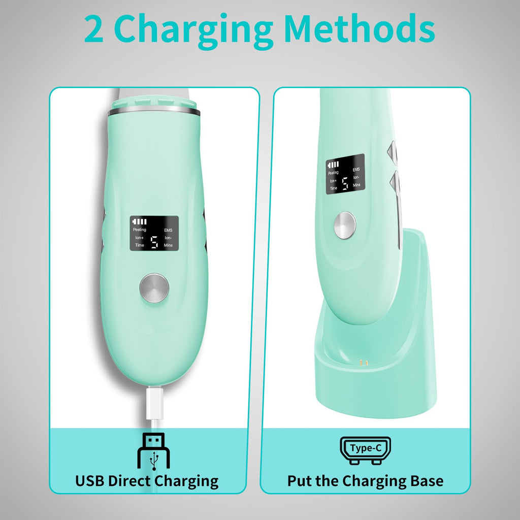 Face Scrubber Skin Spatula - Blackhead Remover Deep Cleansing Tool for Pore Extraction, 4-in-1 Fast Charging Dock