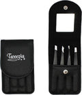 TWEEZIA Stainless Steel Precision Tweezers Set with Mirror Case, 4 Piece