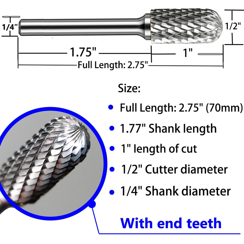 OSIDU Tungsten Carbide Rotary Burr Bit 1/4" Shank SC-5 Die Grinder Bits
