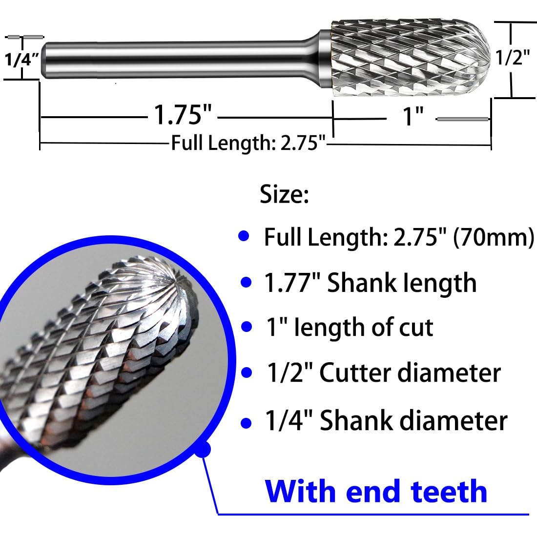 OSIDU Tungsten Carbide Rotary Burr Bit 1/4" Shank SC-5 Die Grinder Bits
