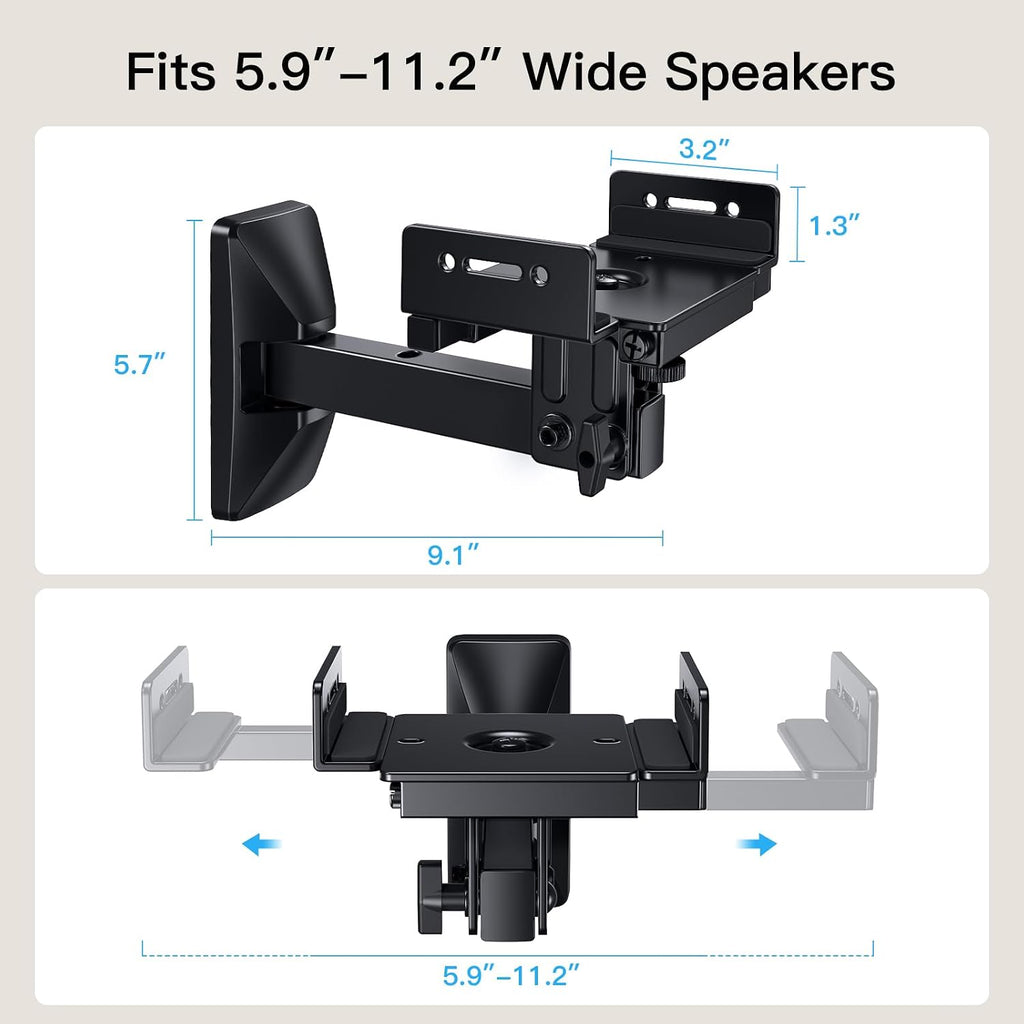 Speaker Wall Mounts, Dual Side Clamping Bookshelf Mounting Bracket, Speaker Mounts for Surround Sound, Bookshelf