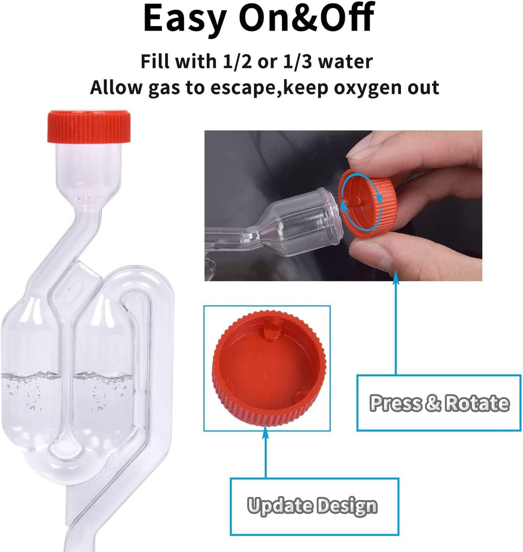 Airlocks for Fermenting[6Pack],Fermentation Airlock Kit,High TransparencyTwin Bubble S Shape with 12pcs Grommets