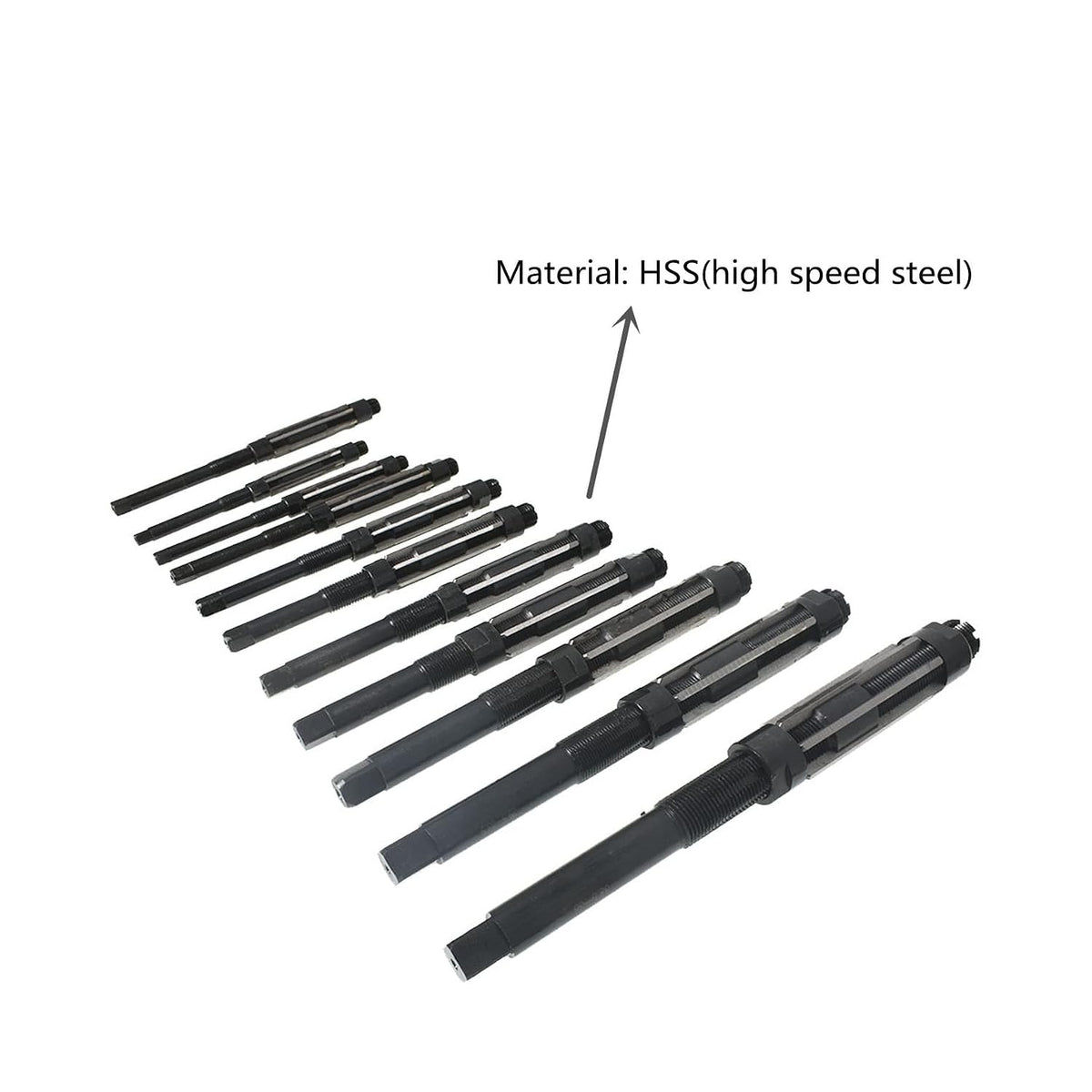 WFLNHB 11 Set High Speed Steel Adjustable Hand Reamers, H4-H14, 11.75mm-38mm, All 6 Blades Replacement for Drilling Machine and Other Machine, Metric