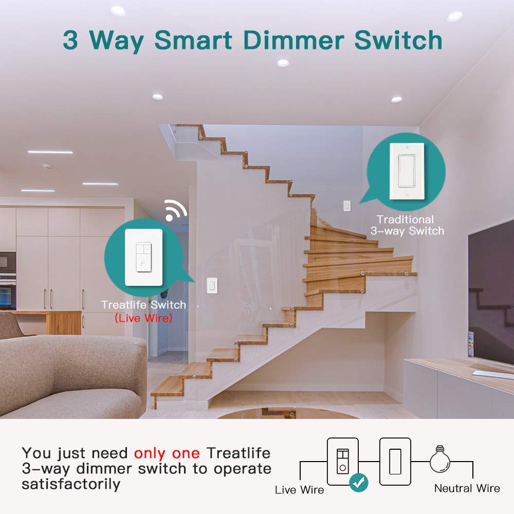 3 Way Smart Dimmer Switch 2 Pack, 2 Master Dimmer Switch Compatible with Alexa