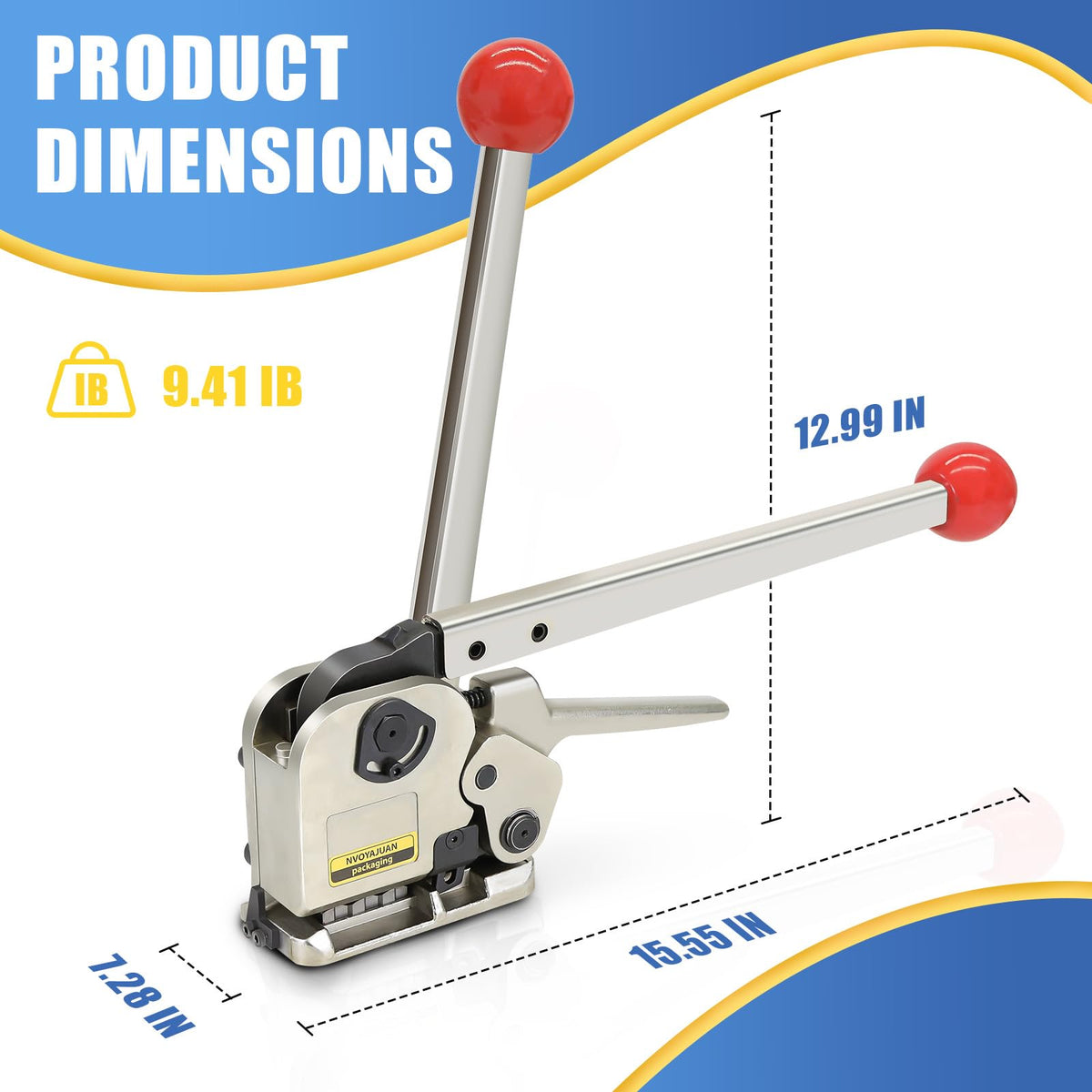 Packaging Metal Steel Strapping Banding Tool Machine for Steel Strap Integrates Functions of Tensioner Crimper and