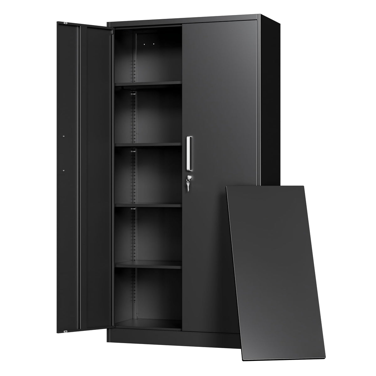 Metal Storage Cabinet with Locking Doors, 71" Tall Steel Locker Organizer with Adjustable Shelves, Garage Utility