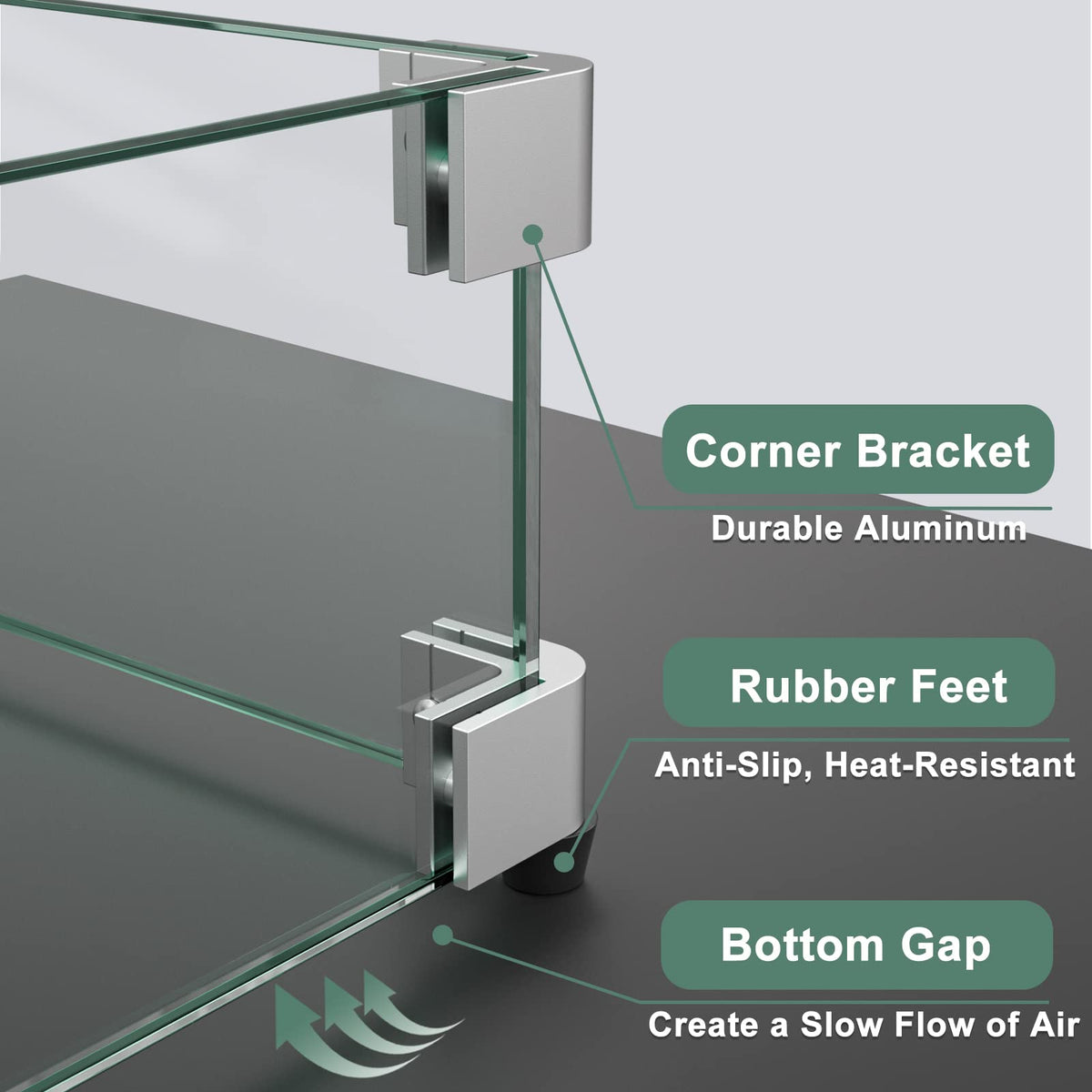 29 x 13 Inch Glass Wind Guard for Rectangular Fire Pit Table, Thick and Sturdy Tempered Glass Panel with Hard