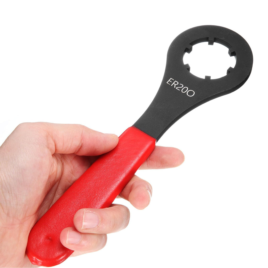 uxcell O-Type Collet Chuck Wrench Spanner for ER20 Lathe Clamping Nut with Red Non-slip Handle