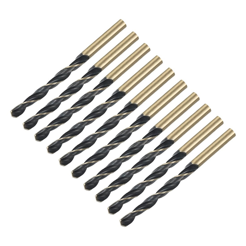 uxcell 10pcs Straight Shank Twist Drill Bits 6mm Gold Titanium & Black Nitride Coated High Speed Steel (HSS) 4341 with 6mm Shank for Stainless Steel Alloy Metal Plastic Wood