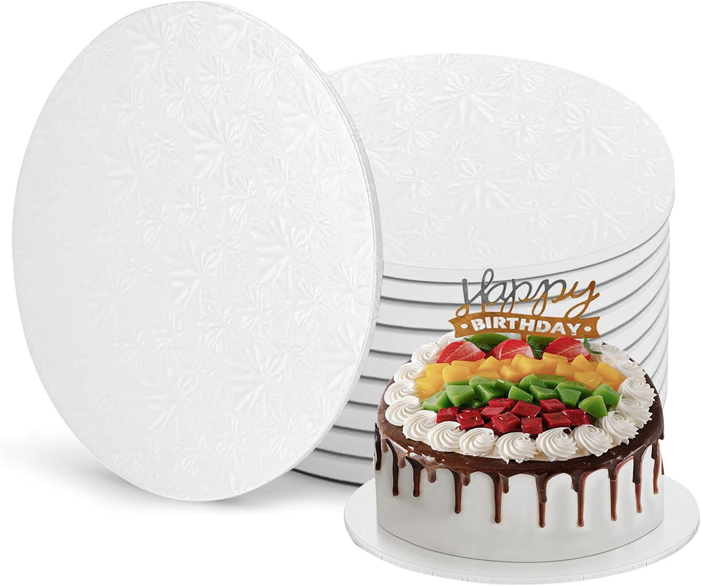 12 Inch Round Cake Boards, 10PACK White Cake Drums, Sturdy Cake Cardboard Bases para Pasteles for Pastry Baking