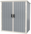 5 x 3Ft Resin Shed with Floor & Lockable Door, Grey | Outdoor storage cabinet fits garbage cans, garden tools and
