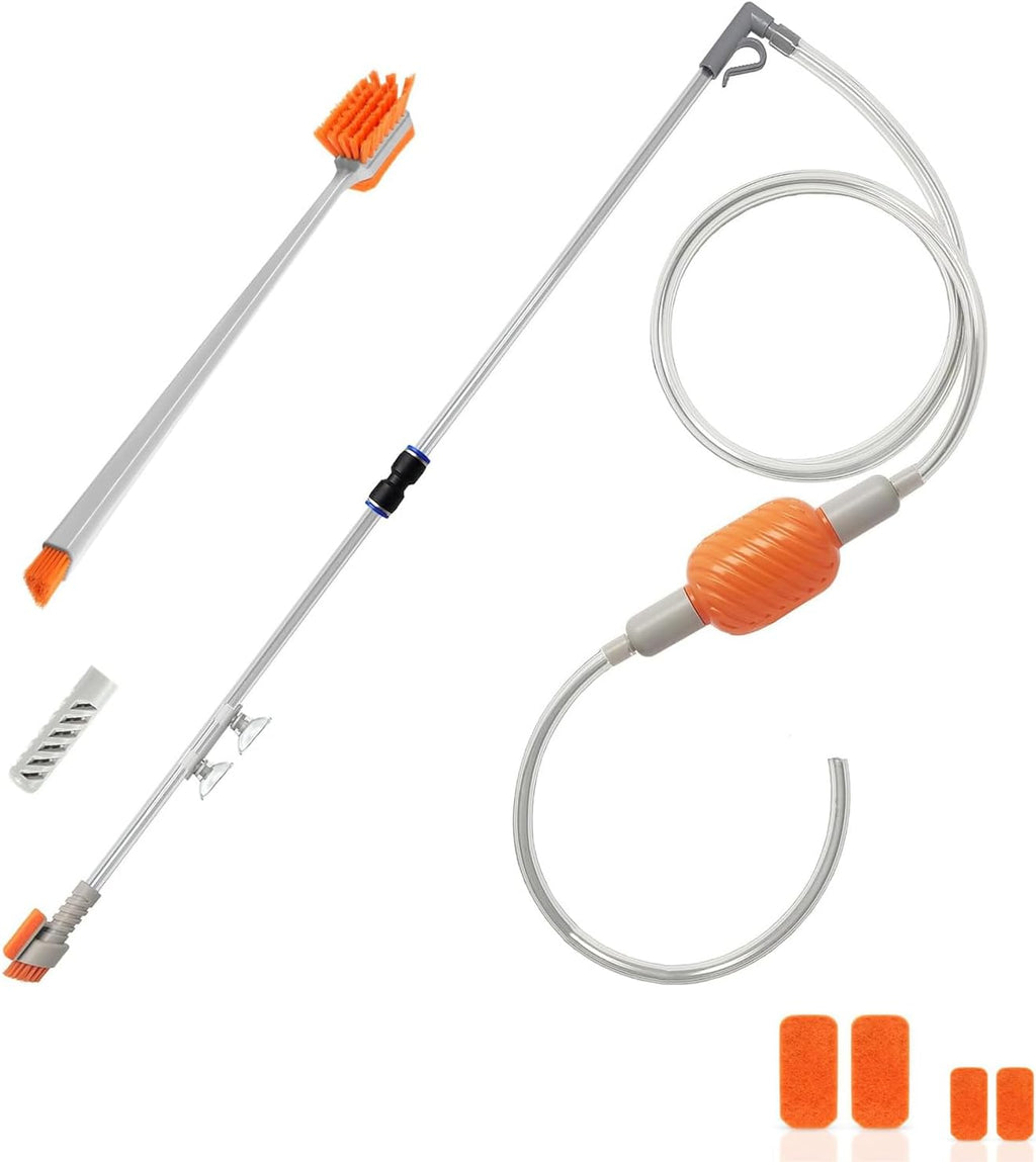 Compact Aquarium Siphon Vacuum with Brush