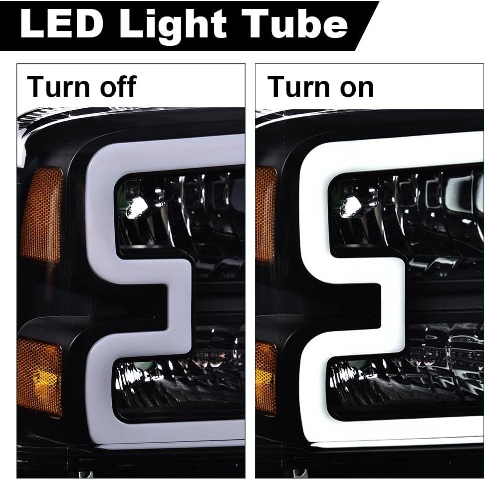 PIT66 LED Headlights Assembly Fit 2005-2007 Ford F250-F550, 05 Excursion