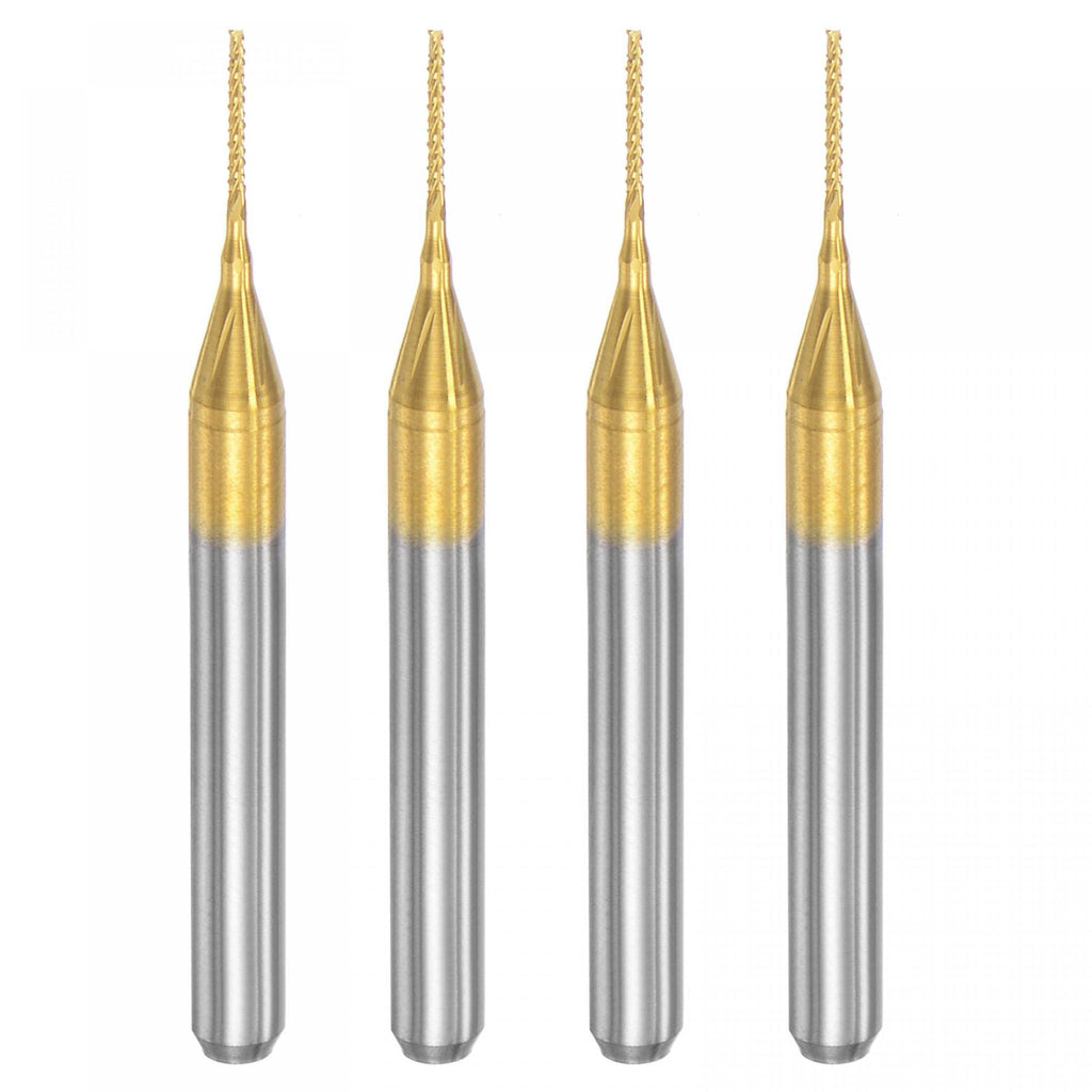 uxcell 4pcs End Mill CNC Router Bit 1/8" 3.175mm Shank 0.6mmx5.5mm Titanium