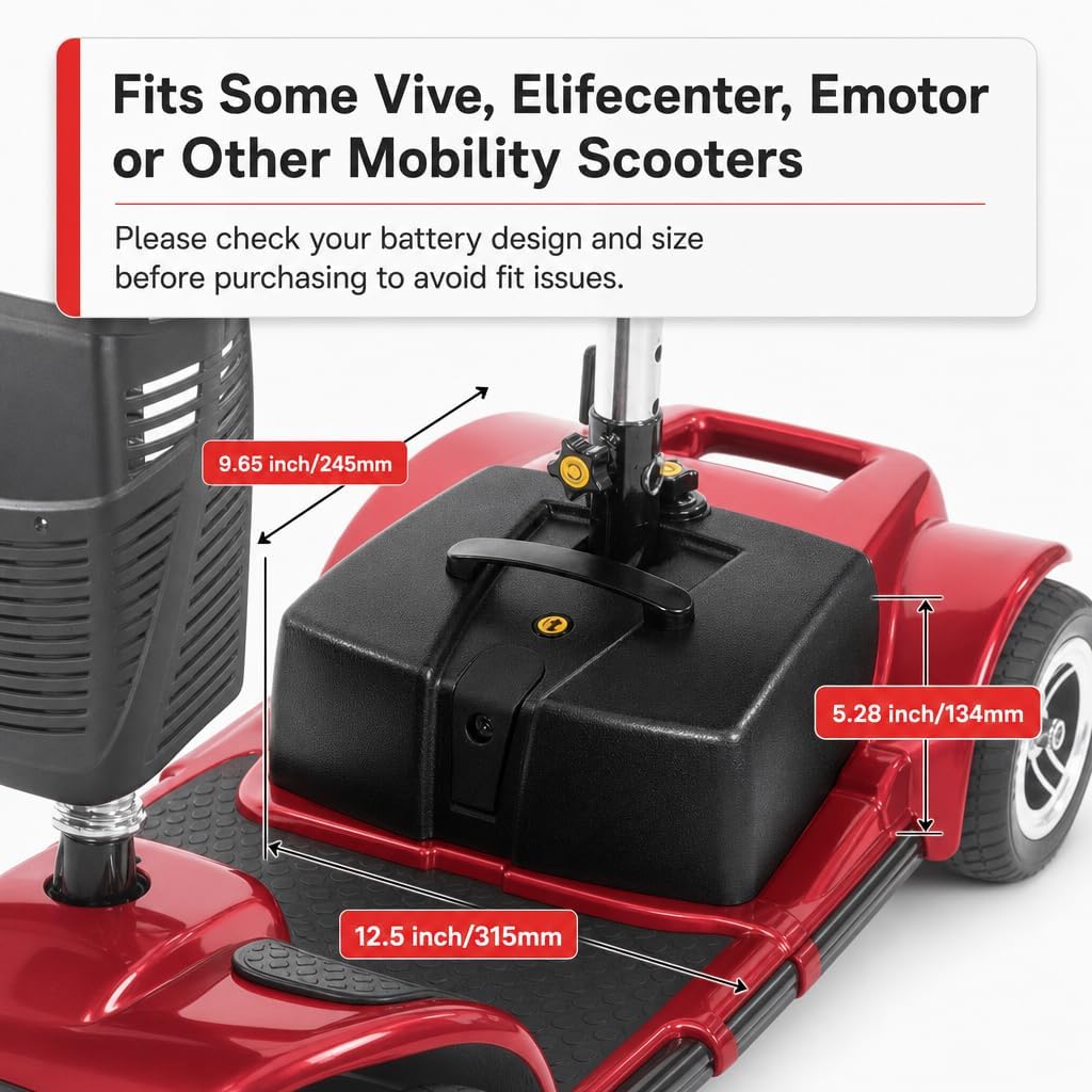 24V 12AH Lead Acid Battery Compatible with Vive W3431 Mobility Scooters