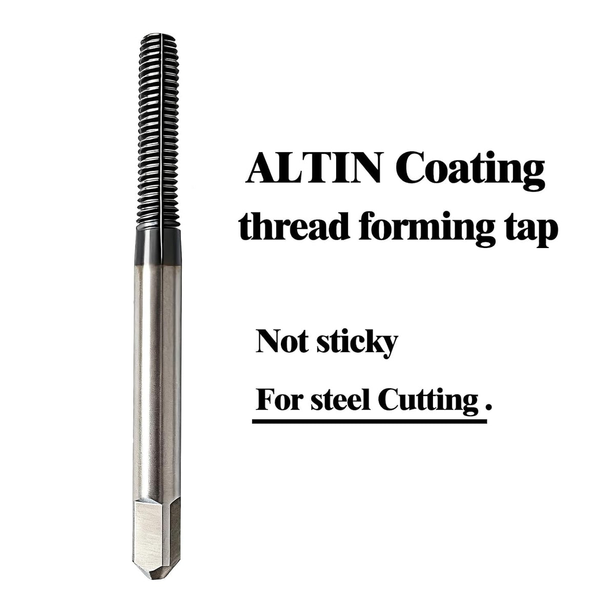 Tools Thread Forming Taps M3*0.5 ALTIN Coating For Steel Metal Tapping,No Chips have, Longer Tapping Life,High Speed Steel Cobalt(HSSCo), Round Shank With Square End, RH7 Tolerance, 1PC