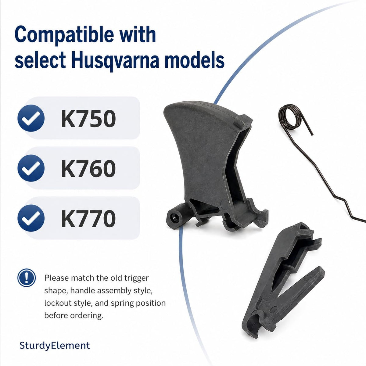 SturdyElement Throttle Trigger Kit Compatible with Husqvarna K750 K760 K770