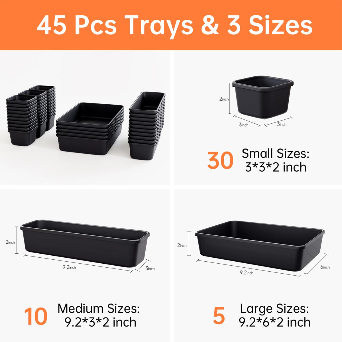 45 Pack Tool Box Organizer Tray Divider, Toolbox Desk Drawer Organizer,Garage Organization Storage for Rolling Tool