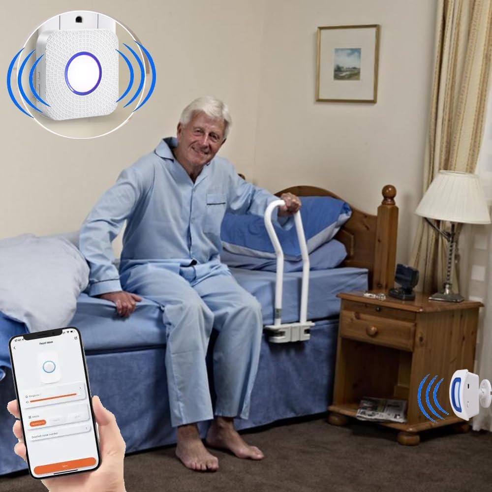 WiFi Bed Sensor Alarm and Fall Prevention for Elderly/Dementia and More,Caregiver Pager Motion Sensor Alarm with